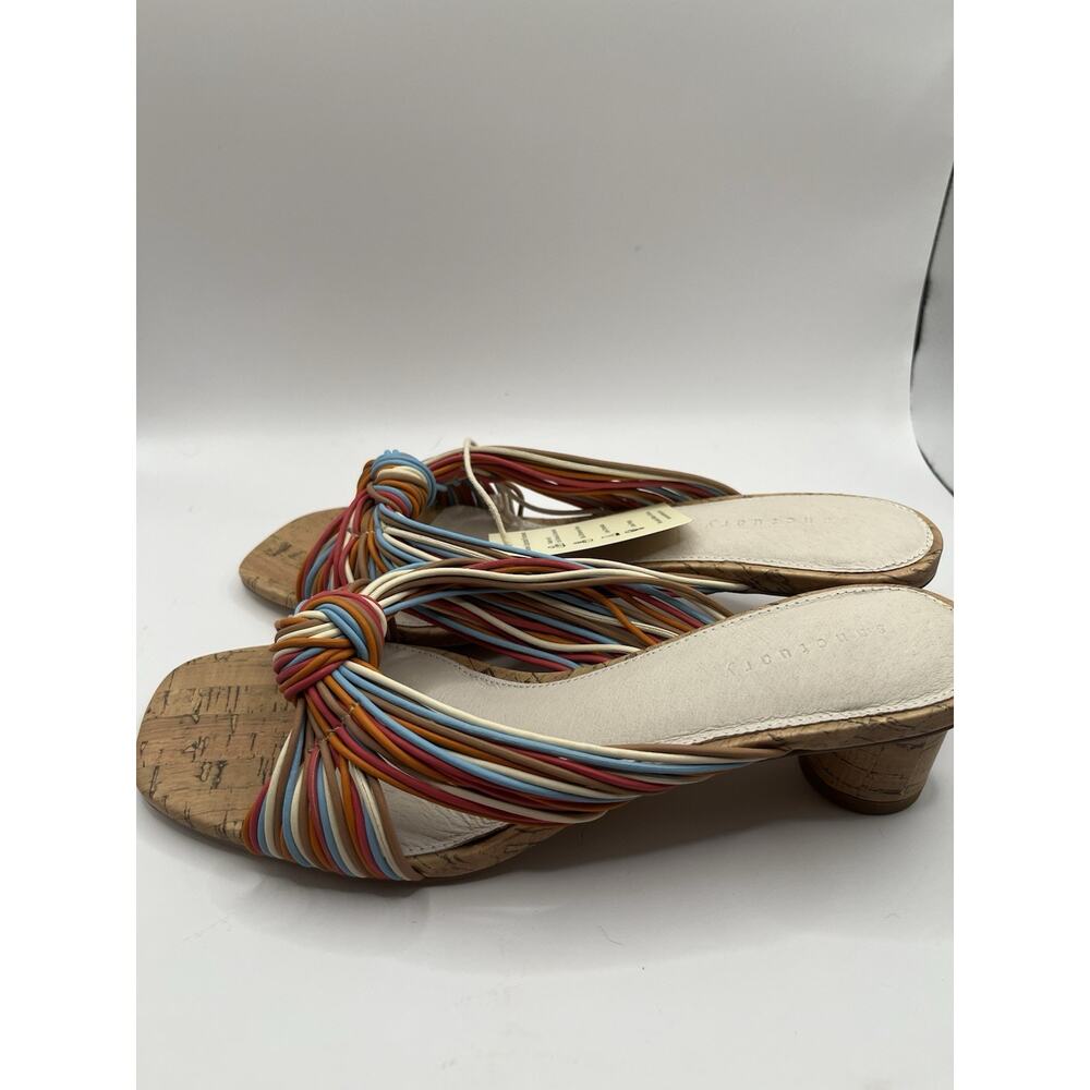 Sanctuary Multicolor Strappy Slide Sandals Cork Heel Size 8M NEW - Picture 2 of 5